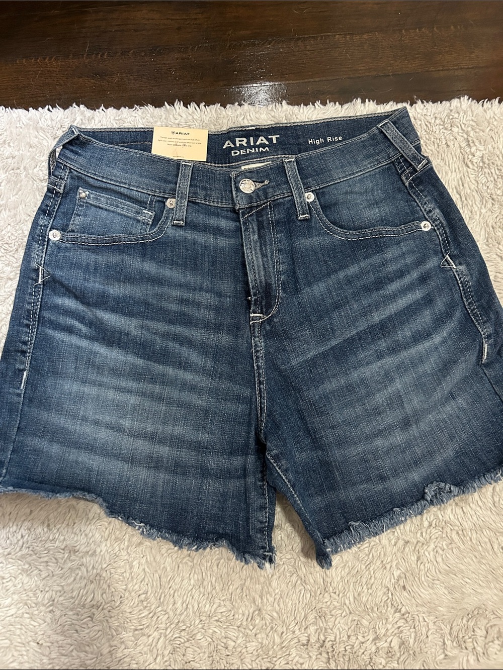 Ariat Distressed Dark Blue High-Rise Denim Shorts
